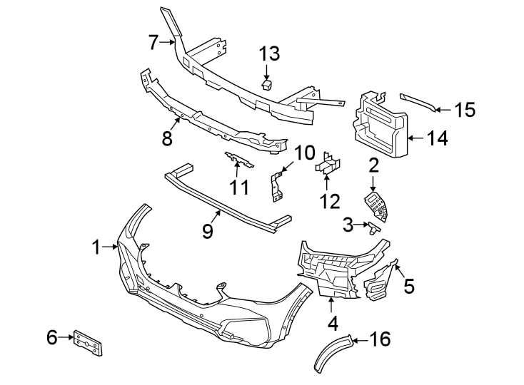 16Front bumper & grille. Bumper & components.https://images.simplepart.com/images/parts/motor/fullsize/1962050.png