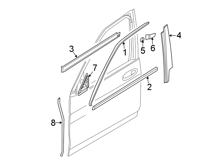 3Front door. Exterior trim.https://images.simplepart.com/images/parts/motor/fullsize/1962849.png