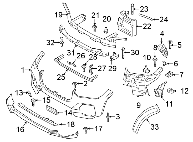 30FRONT BUMPER & GRILLE. BUMPER & COMPONENTS.https://images.simplepart.com/images/parts/motor/fullsize/1967005.png