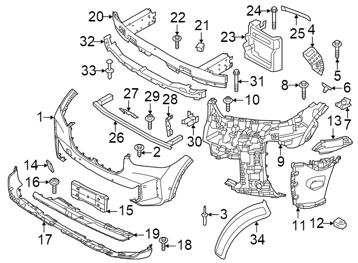 24Front bumper & grille. Bumper & components.https://images.simplepart.com/images/parts/motor/fullsize/1967006.png