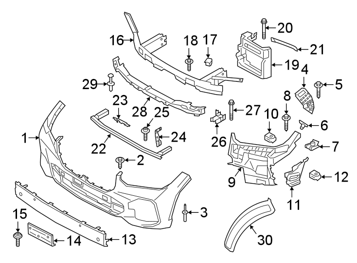 27FRONT BUMPER & GRILLE. BUMPER & COMPONENTS.https://images.simplepart.com/images/parts/motor/fullsize/1967020.png