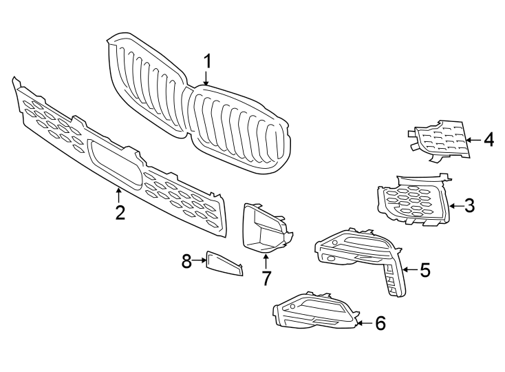 1FRONT BUMPER & GRILLE. GRILLE & COMPONENTS.https://images.simplepart.com/images/parts/motor/fullsize/1967025.png