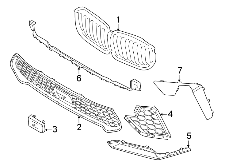 7Front bumper & grille. Grille & components.https://images.simplepart.com/images/parts/motor/fullsize/1967026.png