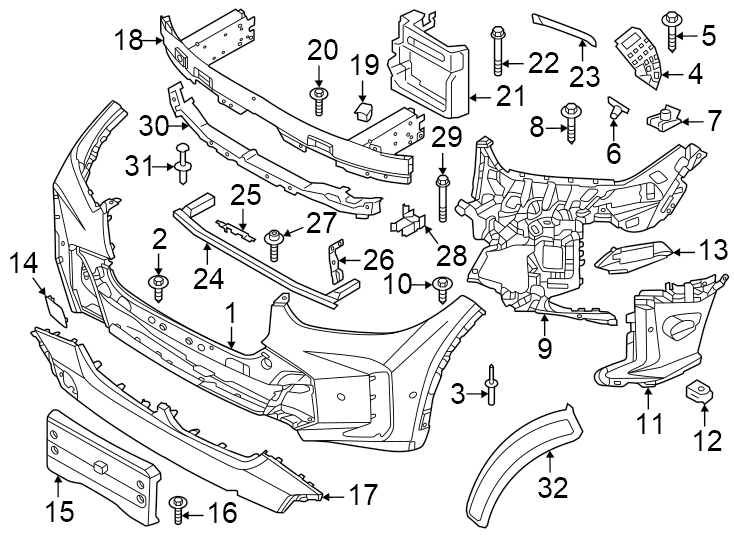 19Front bumper & grille. Bumper & components.https://images.simplepart.com/images/parts/motor/fullsize/1967052.png