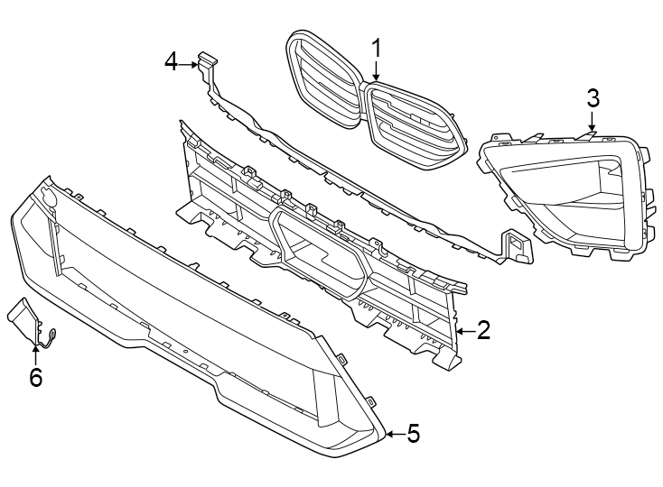 6Front bumper & grille. Grille & components.https://images.simplepart.com/images/parts/motor/fullsize/1967075.png