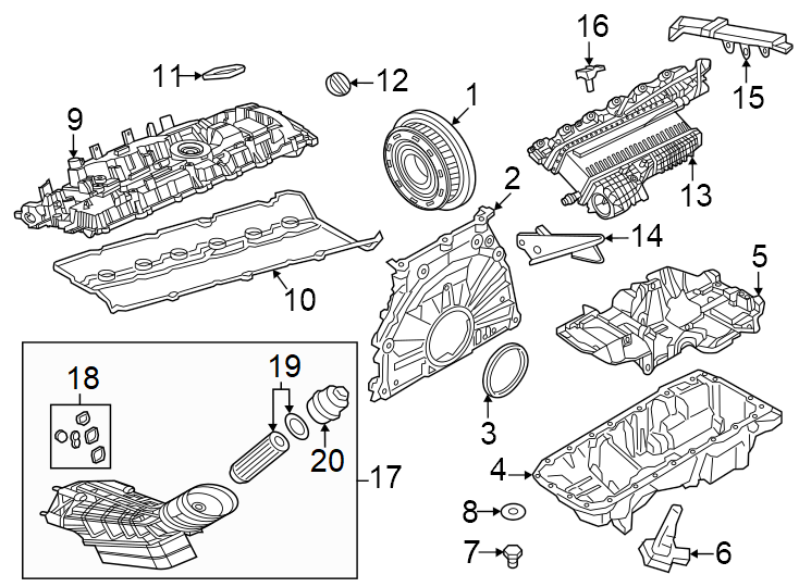 43. 0 liter turbo. Front. Rear. W/HYBRID. W/O hybrid.https://images.simplepart.com/images/parts/motor/fullsize/1967326.png