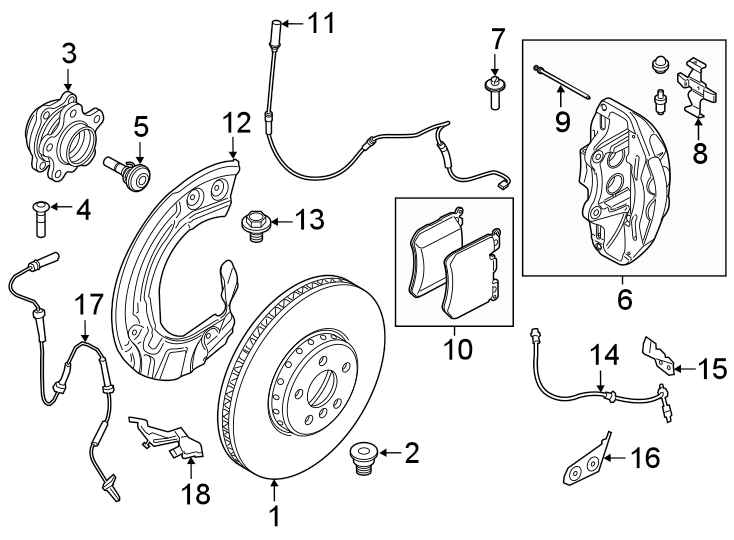 6Front suspension. Brake components.https://images.simplepart.com/images/parts/motor/fullsize/1967416.png