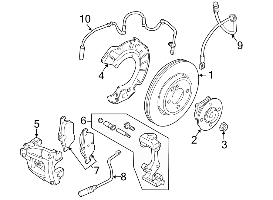 2Front suspension. Brake components.https://images.simplepart.com/images/parts/motor/fullsize/1970240.png