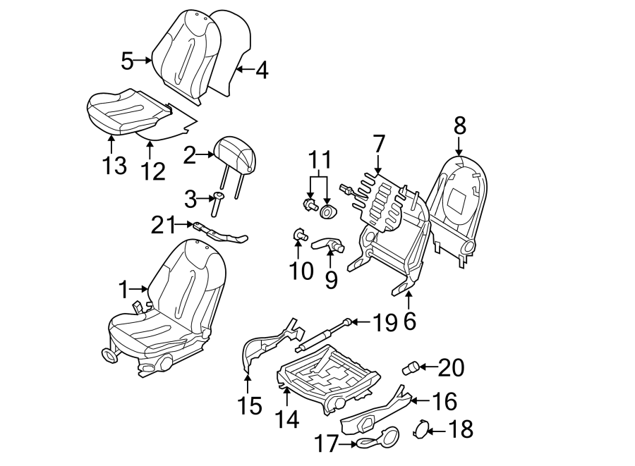 SEATS & TRACKS. FRONT SEAT COMPONENTS.