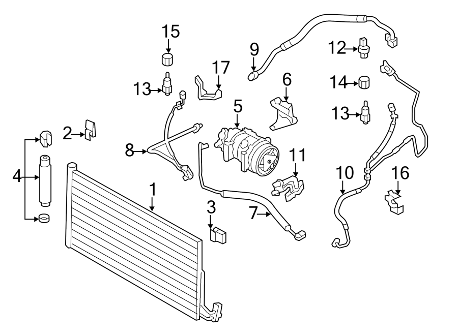 4Air conditioner & heater. Compressor & lines. Condenser.https://images.simplepart.com/images/parts/motor/fullsize/1971105.png