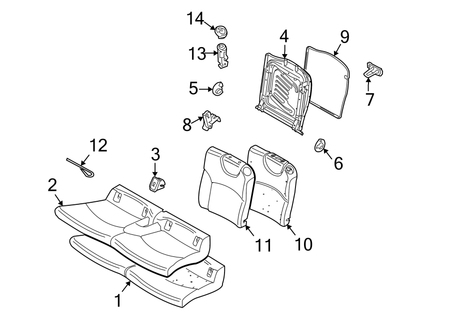 SEATS & TRACKS. REAR SEAT COMPONENTS.