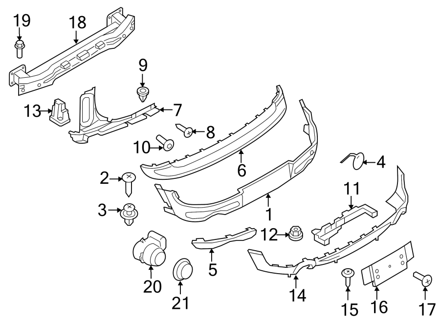 REAR BUMPER. BUMPER & COMPONENTS.