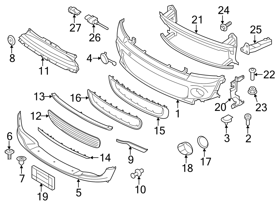 11FRONT BUMPER & GRILLE. BUMPER & COMPONENTS.https://images.simplepart.com/images/parts/motor/fullsize/1972005.png