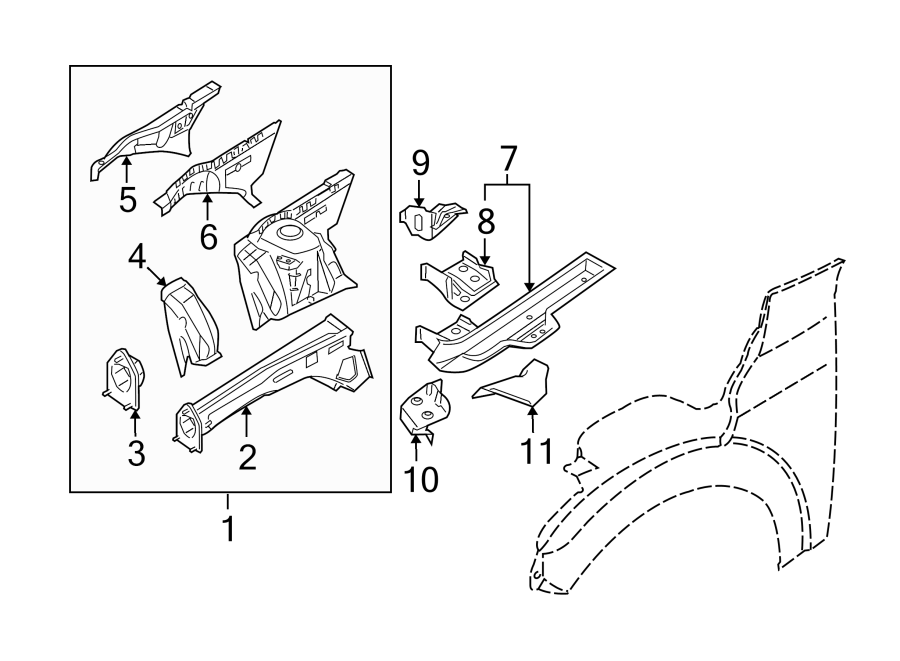 11FENDER. STRUCTURAL COMPONENTS & RAILS.https://images.simplepart.com/images/parts/motor/fullsize/1972155.png