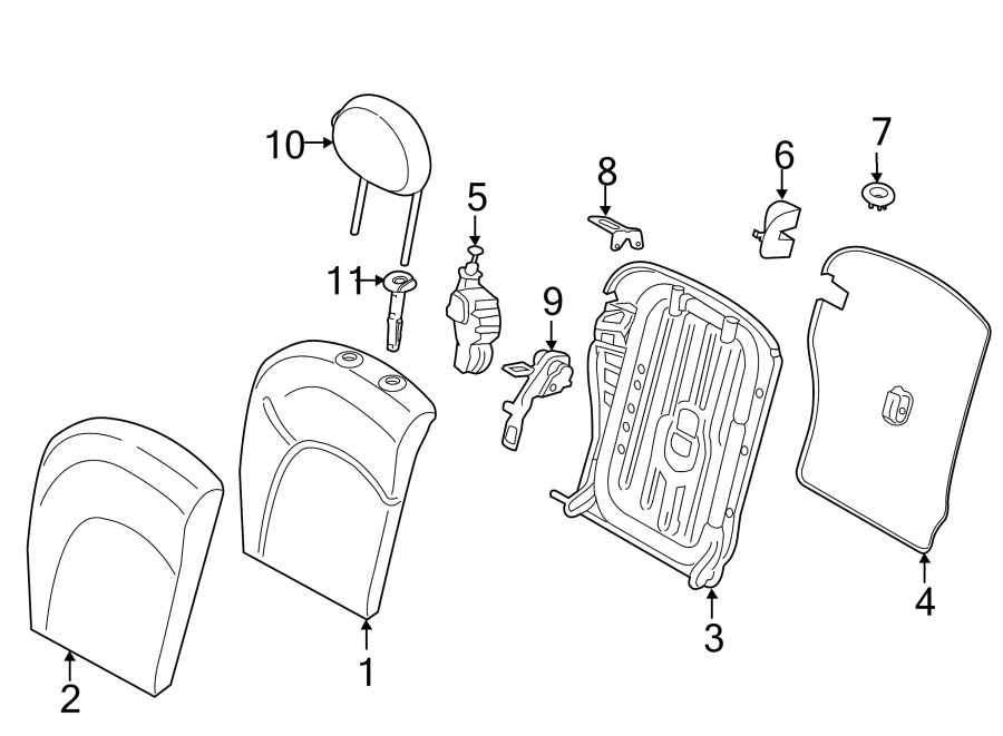 SEATS & TRACKS. REAR SEAT COMPONENTS.