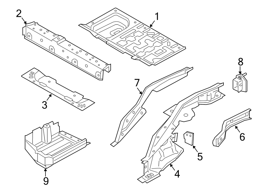 Rear body & floor. Floor & rails.