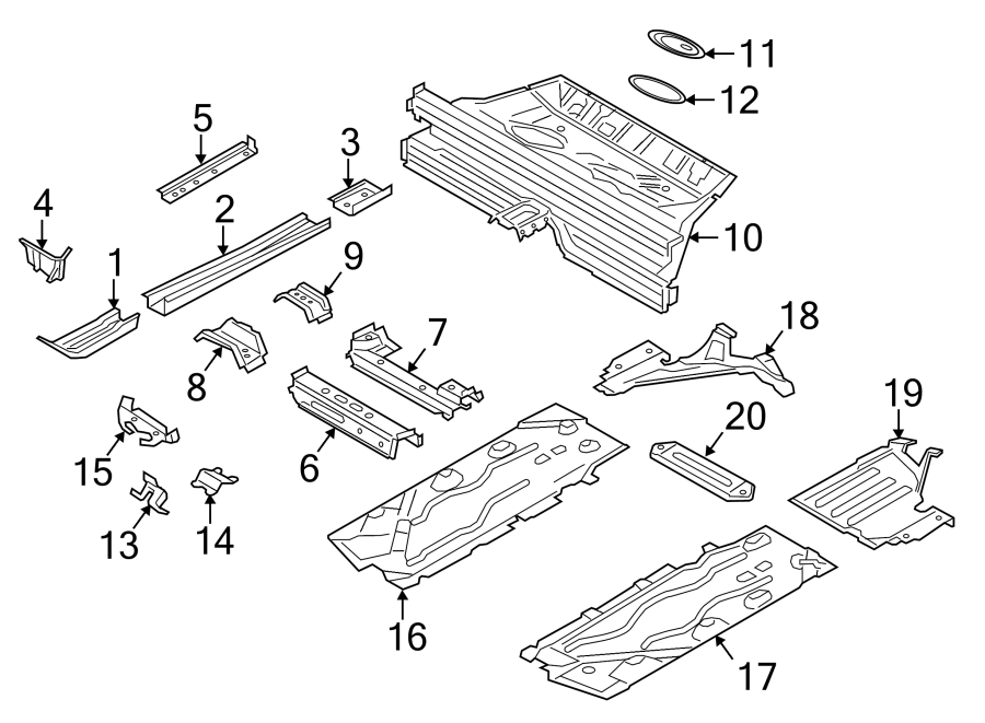 14Pillars. Rear door. Rocker & floor. Floor & rails.https://images.simplepart.com/images/parts/motor/fullsize/1973820.png