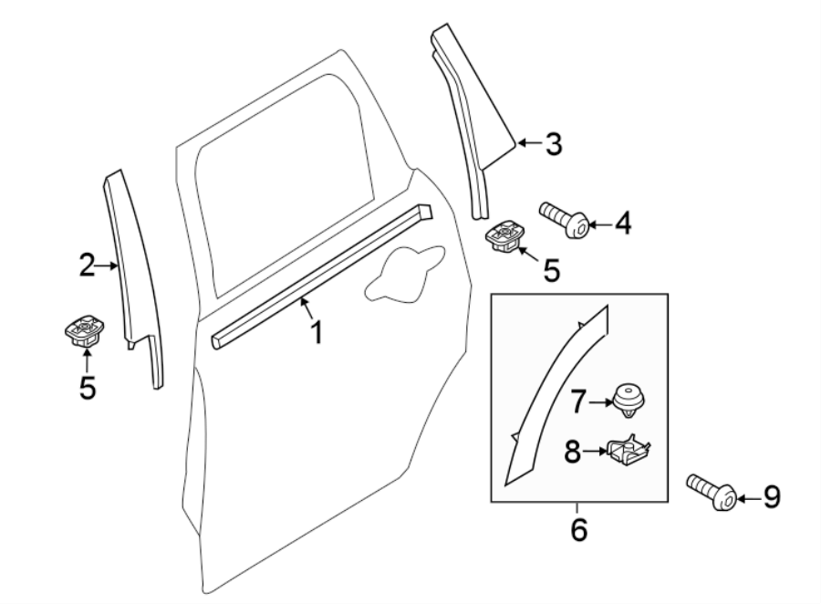 5REAR DOOR. EXTERIOR TRIM.https://images.simplepart.com/images/parts/motor/fullsize/1973877.png