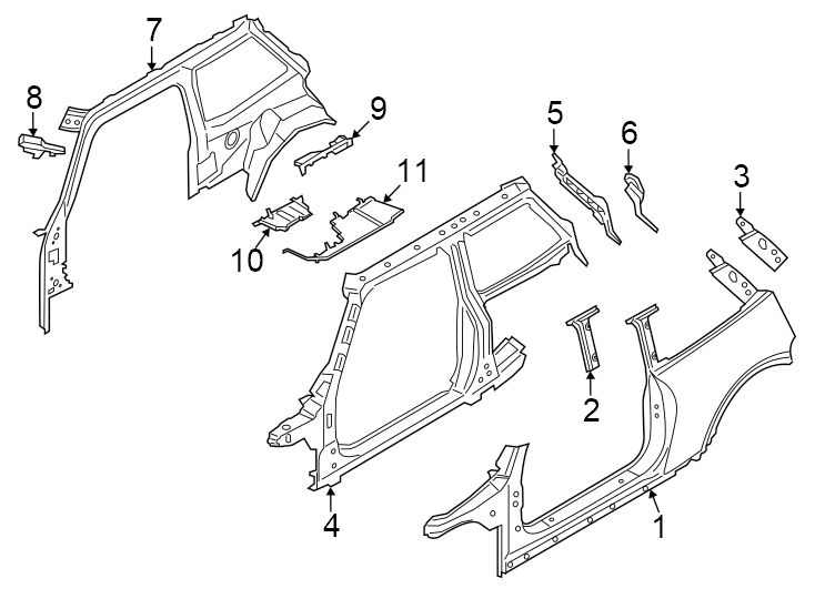 8Pillars. Rocker & floor. Uniside.https://images.simplepart.com/images/parts/motor/fullsize/1974420.png