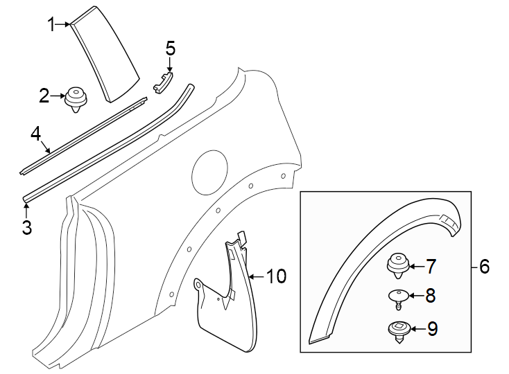 3Quarter panel. Exterior trim.https://images.simplepart.com/images/parts/motor/fullsize/1974485.png