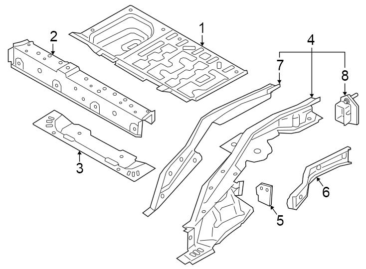 Rear body & floor. Floor & rails.