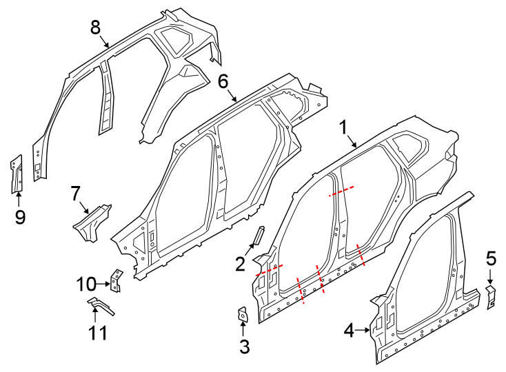 11PILLARS. ROCKER & FLOOR. UNISIDE.https://images.simplepart.com/images/parts/motor/fullsize/1975700.png