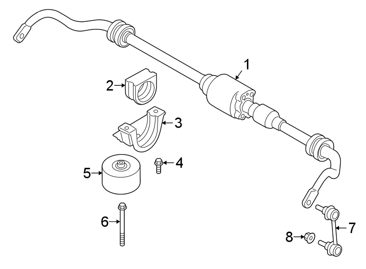 REAR SUSPENSION. STABILIZER BAR & COMPONENTS.