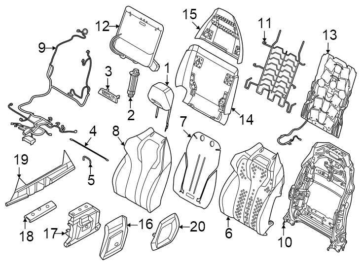 Seats & tracks. Passenger seat components.