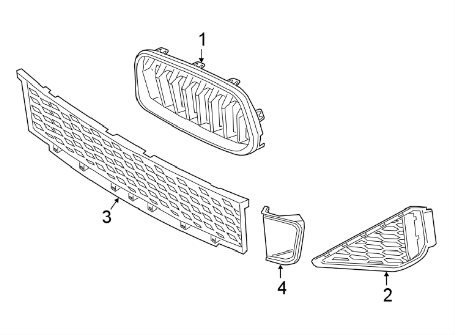 1FRONT BUMPER & GRILLE. GRILLE & COMPONENTS.https://images.simplepart.com/images/parts/motor/fullsize/1977030.png