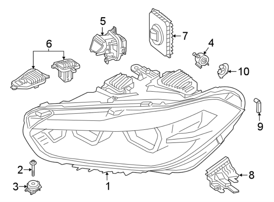 FRONT LAMPS. HEADLAMP COMPONENTS.