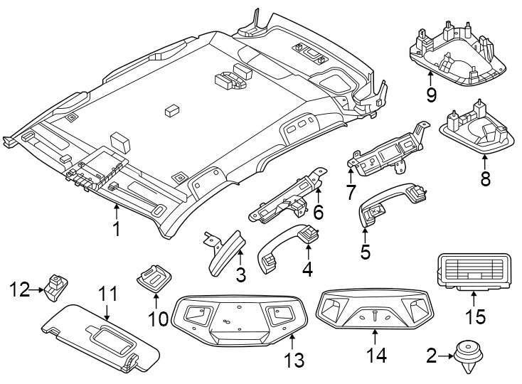 14Front. Microphone. Oyster. Rear. W/O panoramic roof.https://images.simplepart.com/images/parts/motor/fullsize/1977406.png