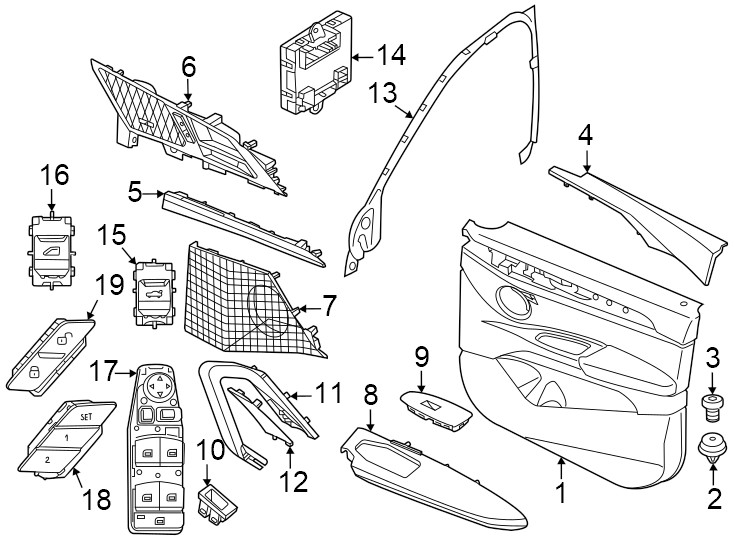 16Aluminum crosshatch. Aluminum hexacube. Aluminum mesh effect. Door lock switch. Driver side. Lift gate switch. Mocha. Oyster. Passenger side. W/AUTO dim mirror. W/HARMAN Kardon. W/LUXURY panel. W/O auto dim mirror. W/O Harman Kardon. W/O Luxury panel. W/O power fold. W/POWER fold.https://images.simplepart.com/images/parts/motor/fullsize/1977486.png