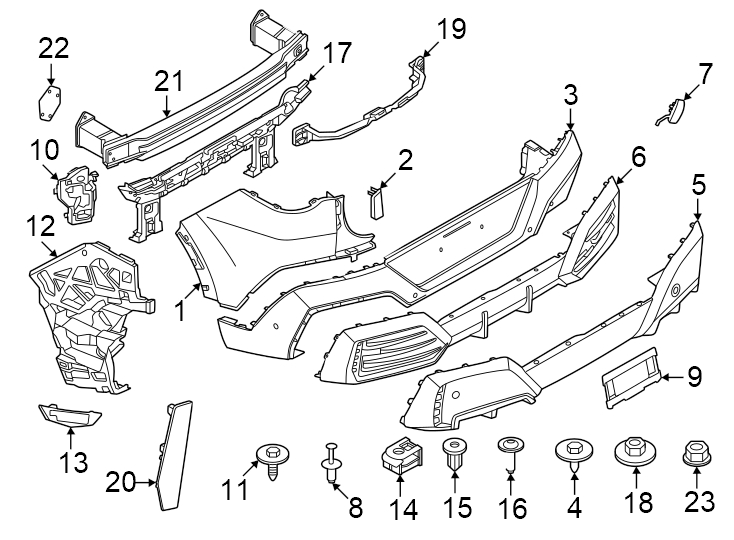 Rear bumper. Bumper & components.