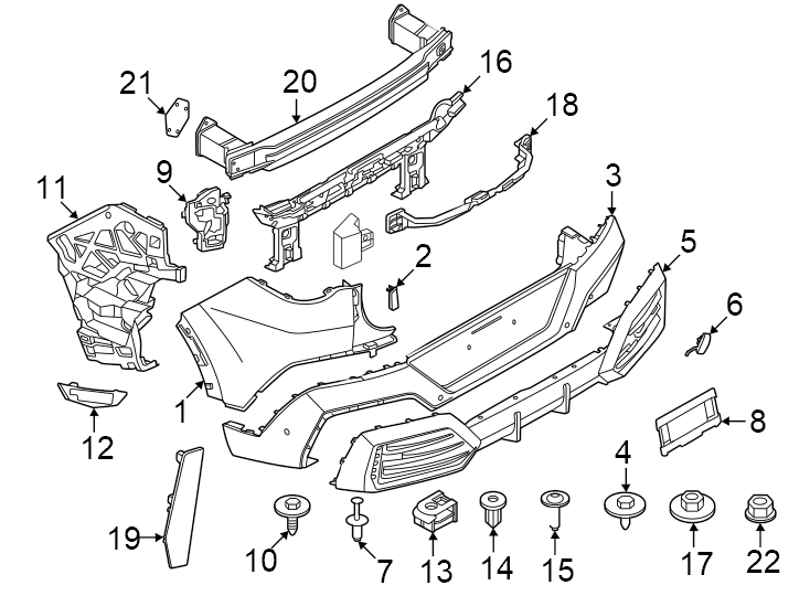 19Rear bumper. Bumper & components.https://images.simplepart.com/images/parts/motor/fullsize/1977682.png