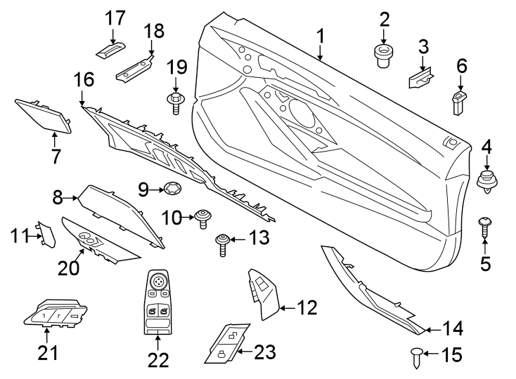 8Front door. Interior trim.https://images.simplepart.com/images/parts/motor/fullsize/1979575.png