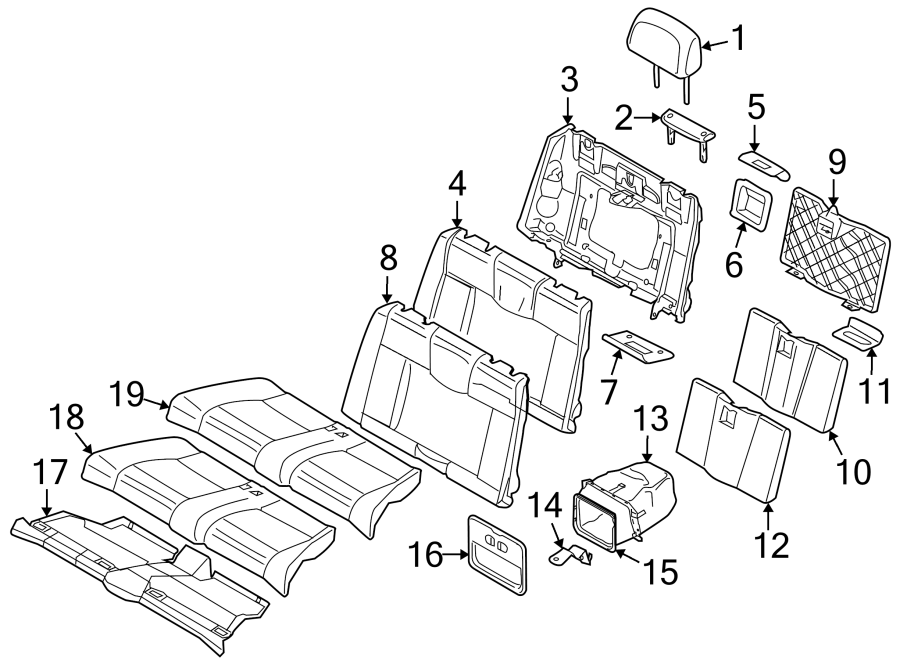 SEATS & TRACKS. REAR SEAT COMPONENTS.