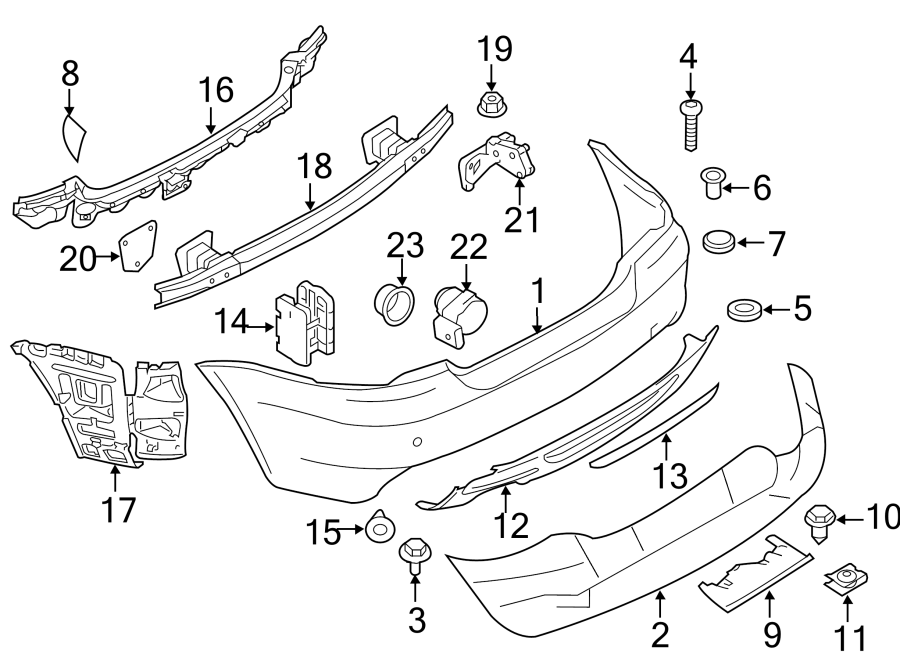 REAR BUMPER. BUMPER & COMPONENTS.