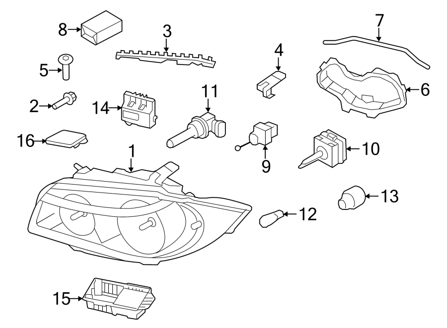 FRONT LAMPS. HEADLAMP COMPONENTS.