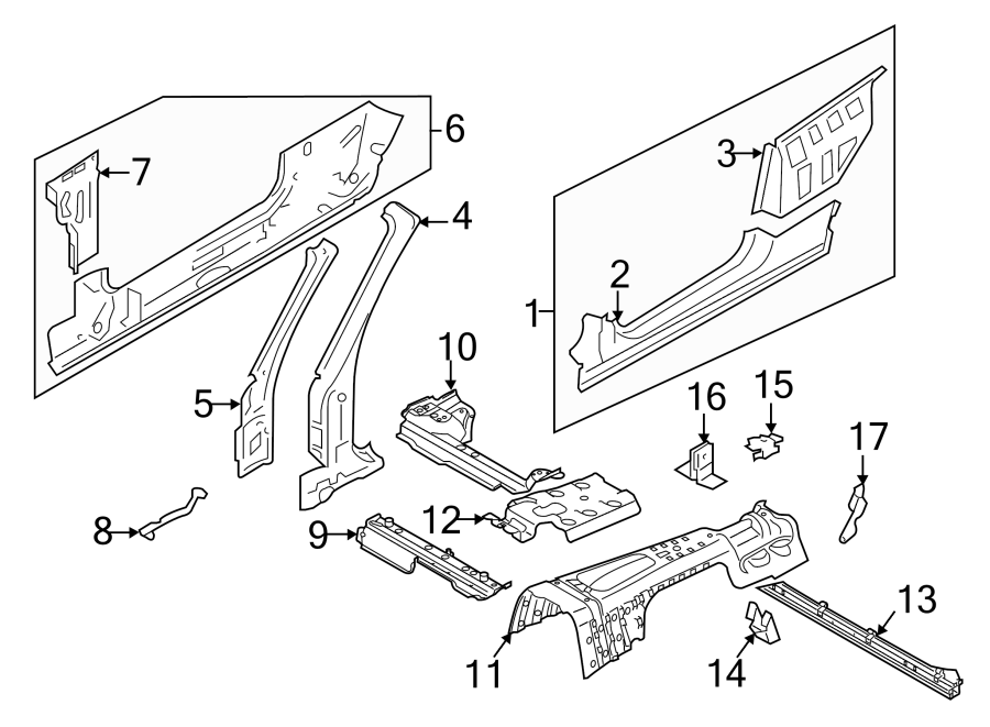 11PILLARS. ROCKER & FLOOR. HINGE PILLAR. ROCKER PANEL. UNISIDE.https://images.simplepart.com/images/parts/motor/fullsize/1981695.png