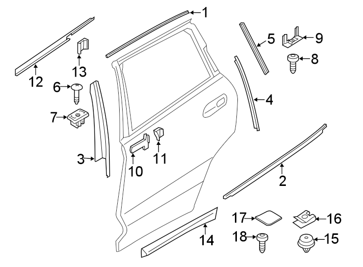 REAR DOOR. EXTERIOR TRIM.