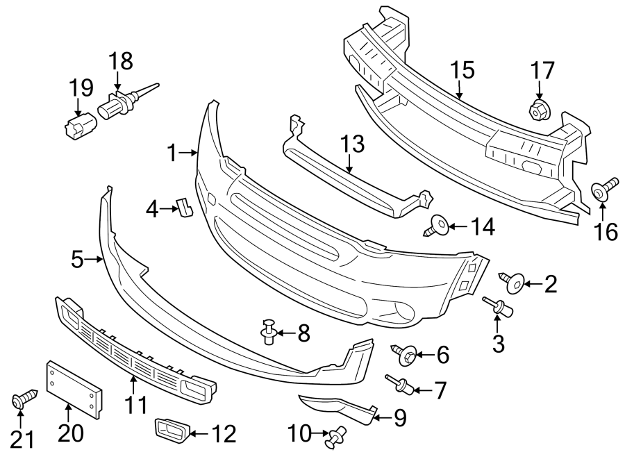 21Front bumper. Bumper & components.https://images.simplepart.com/images/parts/motor/fullsize/1986010.png