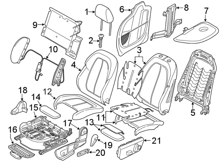 SEATS & TRACKS. DRIVER SEAT COMPONENTS.