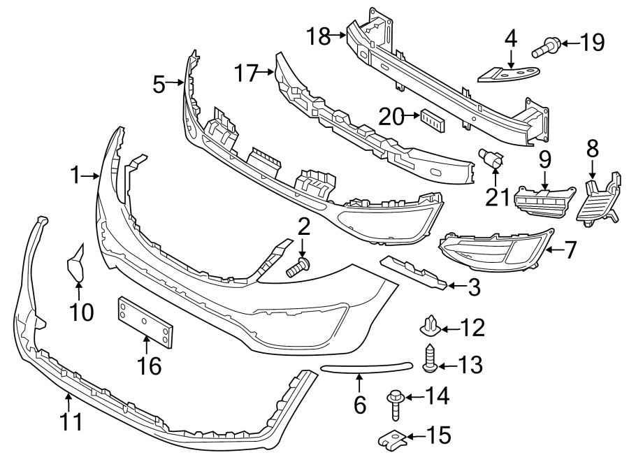 Diagram FRONT BUMPER. BUMPER & COMPONENTS. for your Kia Sportage  