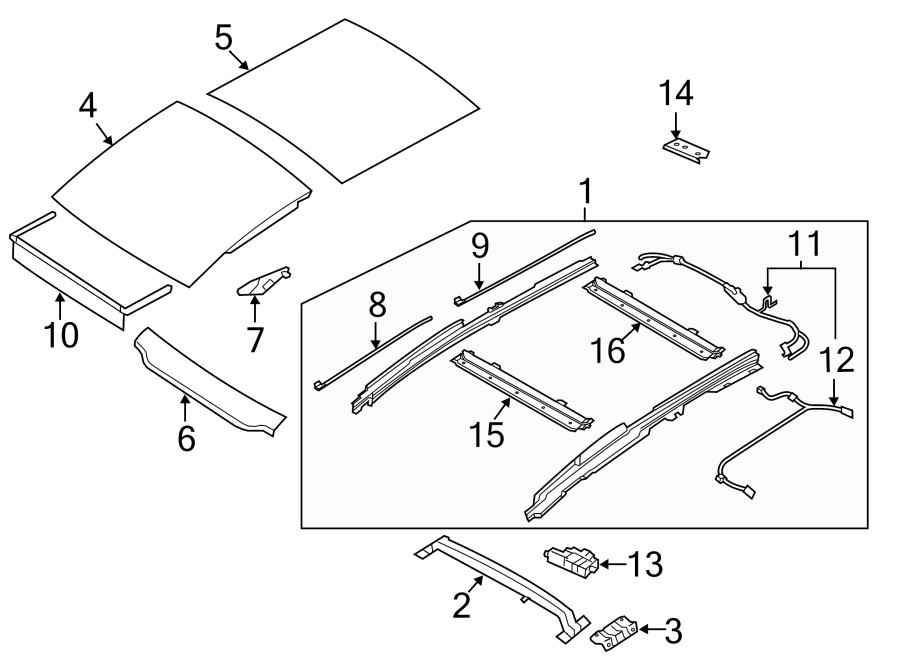 Diagram W/SUNROOF. for your 2013 Kia Sorento   