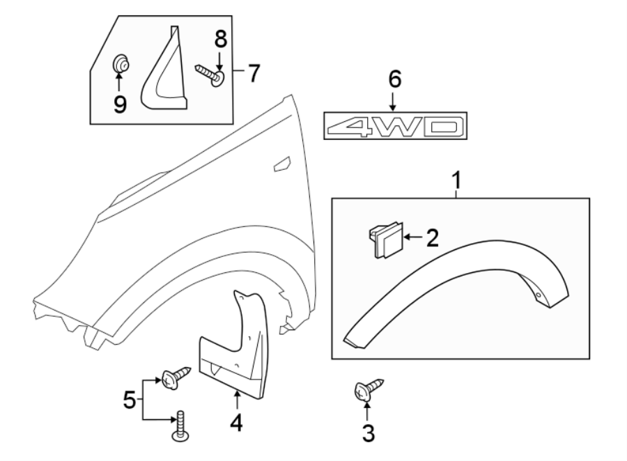 2022 Kia Sportage Fender Molding. W/o power fold. Left, TRIM