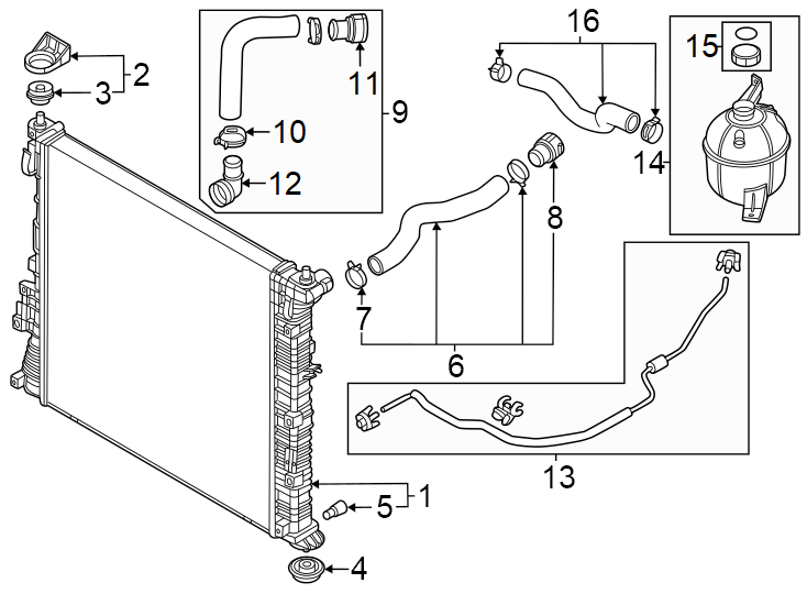 9Radiator & components.https://images.simplepart.com/images/parts/motor/fullsize/2305105.png