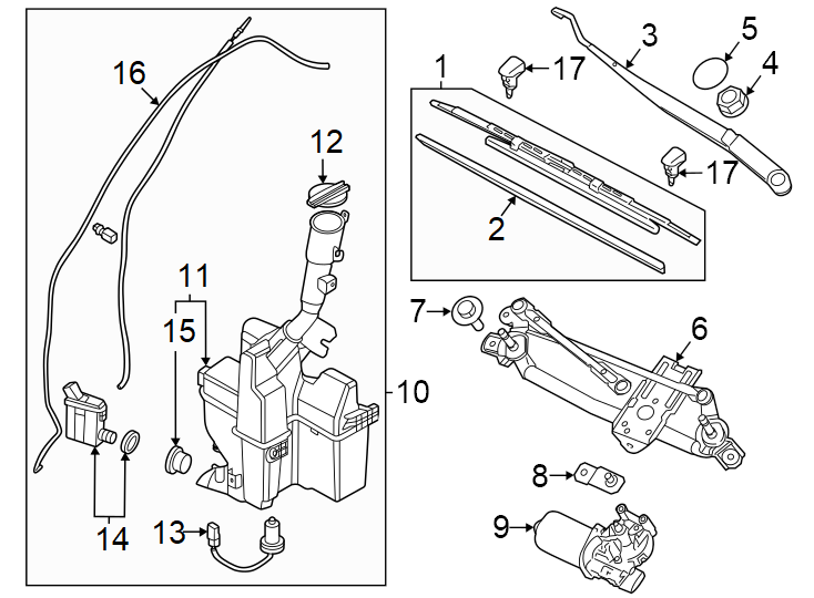Diagram Windshield. Wiper & washer components. for your 2011 Kia Sorento   