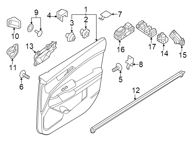 16Front door. Interior trim.https://images.simplepart.com/images/parts/motor/fullsize/2305769.png