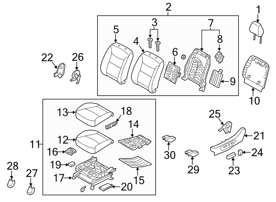 Diagram SEATS & TRACKS. DRIVER SEAT COMPONENTS. for your 2015 Kia Sorento 2.4L Theta II A/T FWD LX Sport Utility 