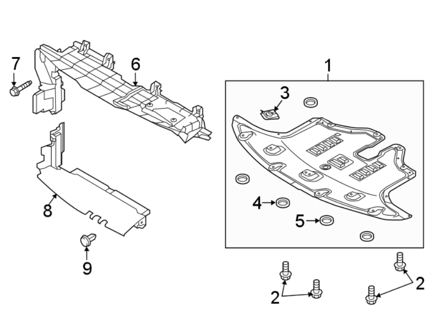 Diagram RADIATOR SUPPORT. SPLASH SHIELDS. for your 2019 Kia Rio   